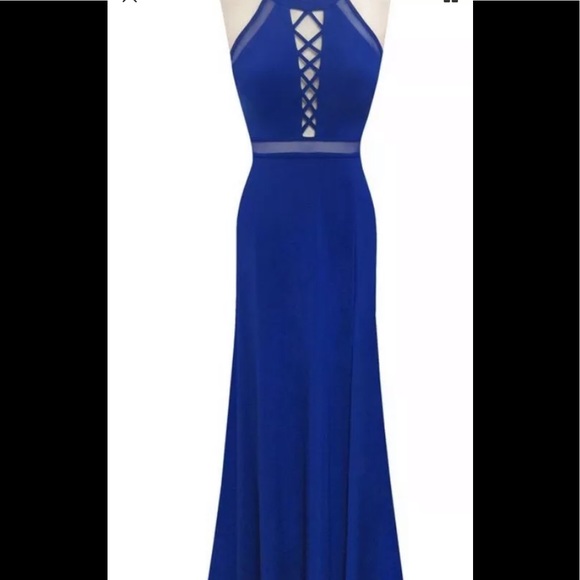 Women’s Formal Dresses Sexy Royal Blue Evening Gown Size 12 / 14 Blue Morgan Co - Picture 5 of 7